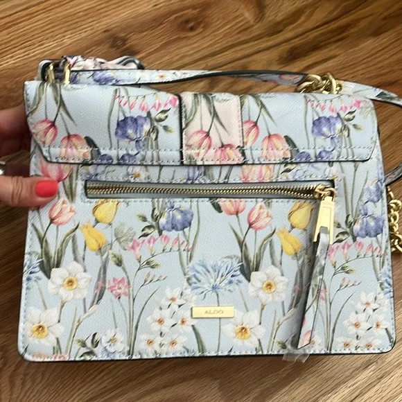 Floral Women's Bag with Gold Chain - Picture 4 of 5